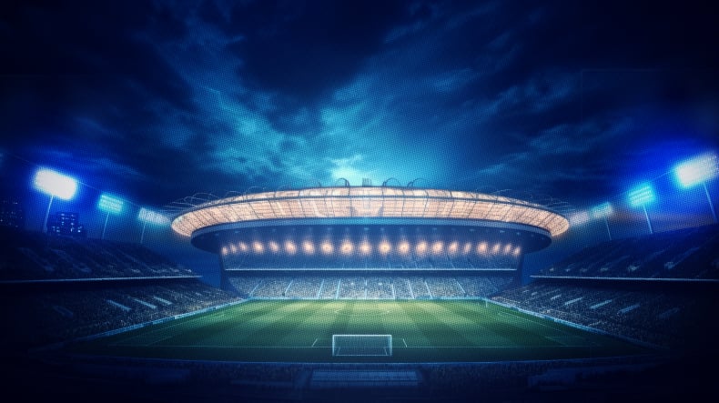 Football on a stadium pitch