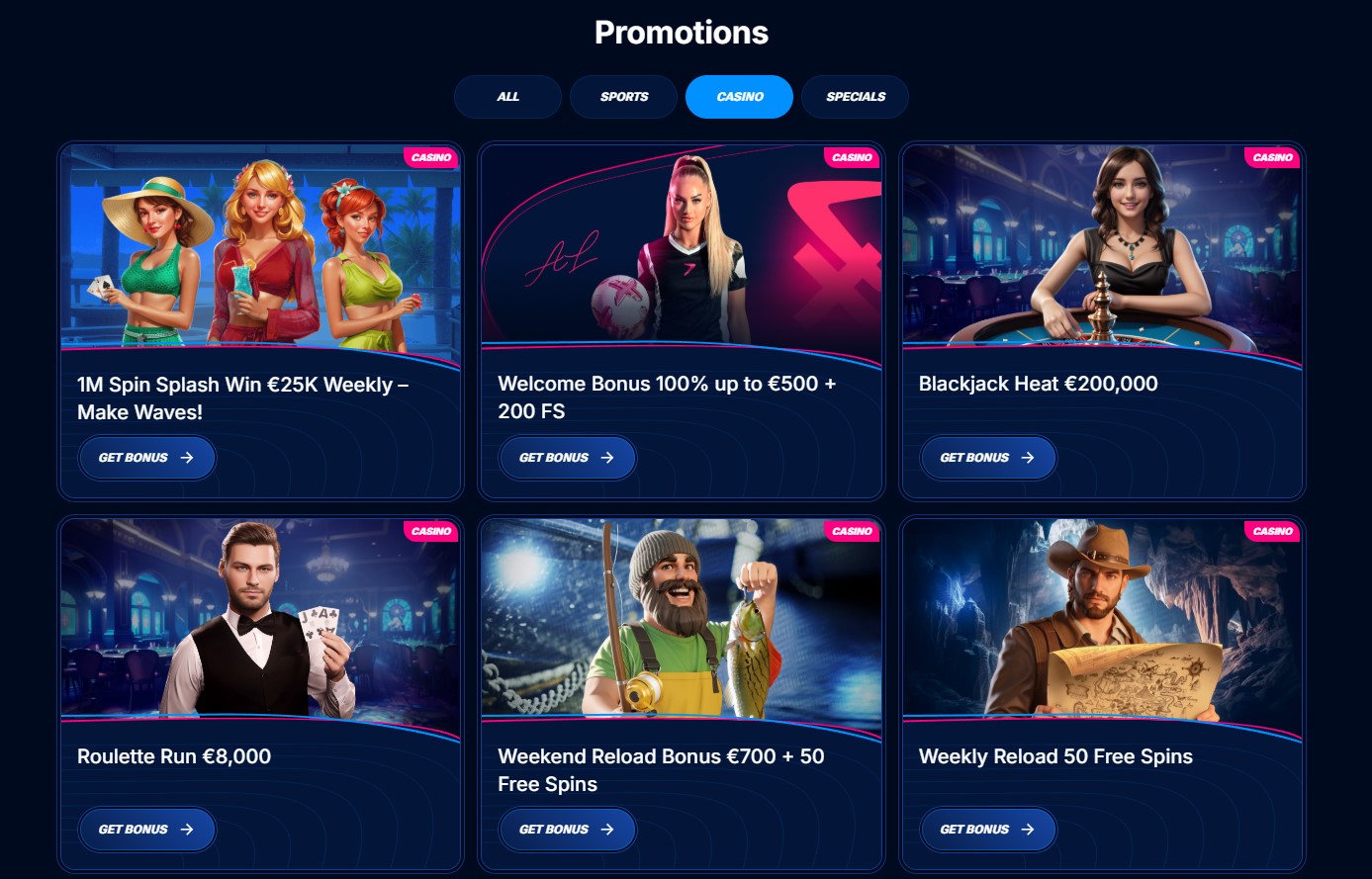 Promocije in bonusi v Boomerang Casino